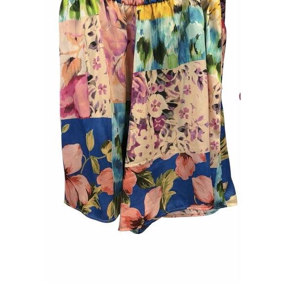 Zara Multicolor Topical Floral Satin Romper Women’s M Colorful Vacation - Picture 7 of 12